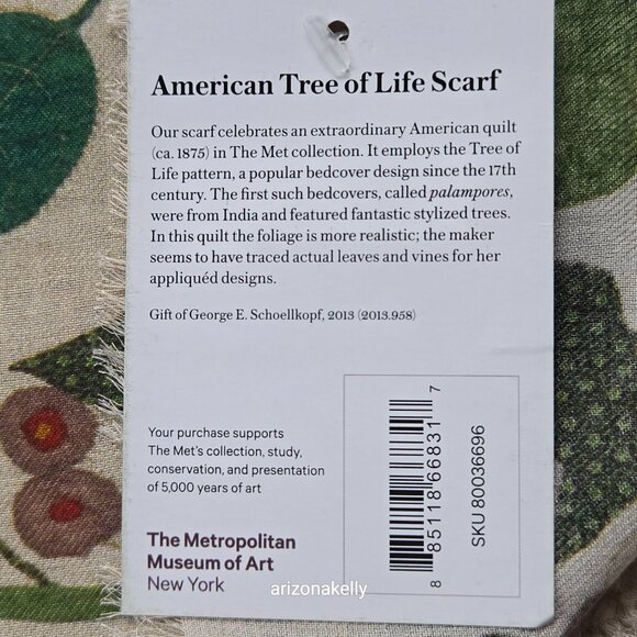 NWT The Met Tree of Life Scarf Modal/Cashmere Blend Square Quilting Museum - Picture 13 of 13